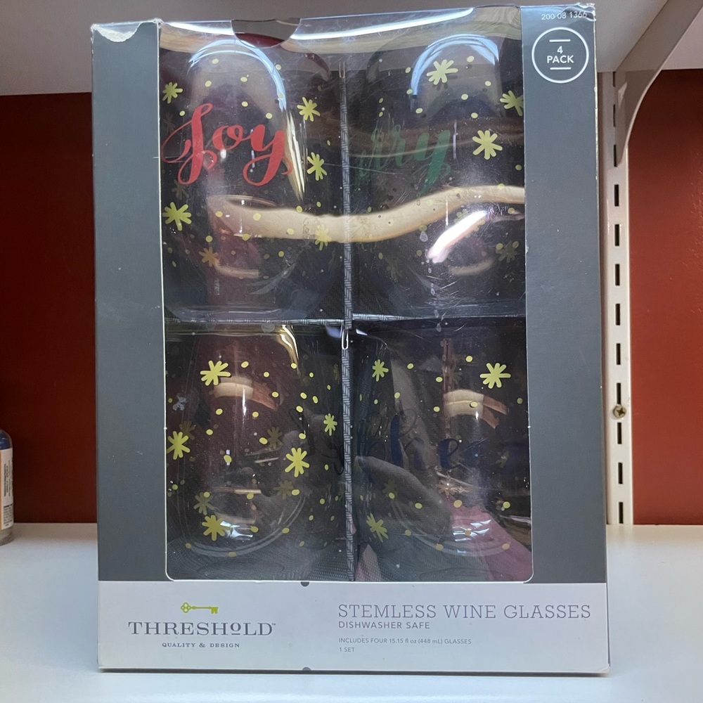 Threshold Floral Stemless Wine Glasses Set